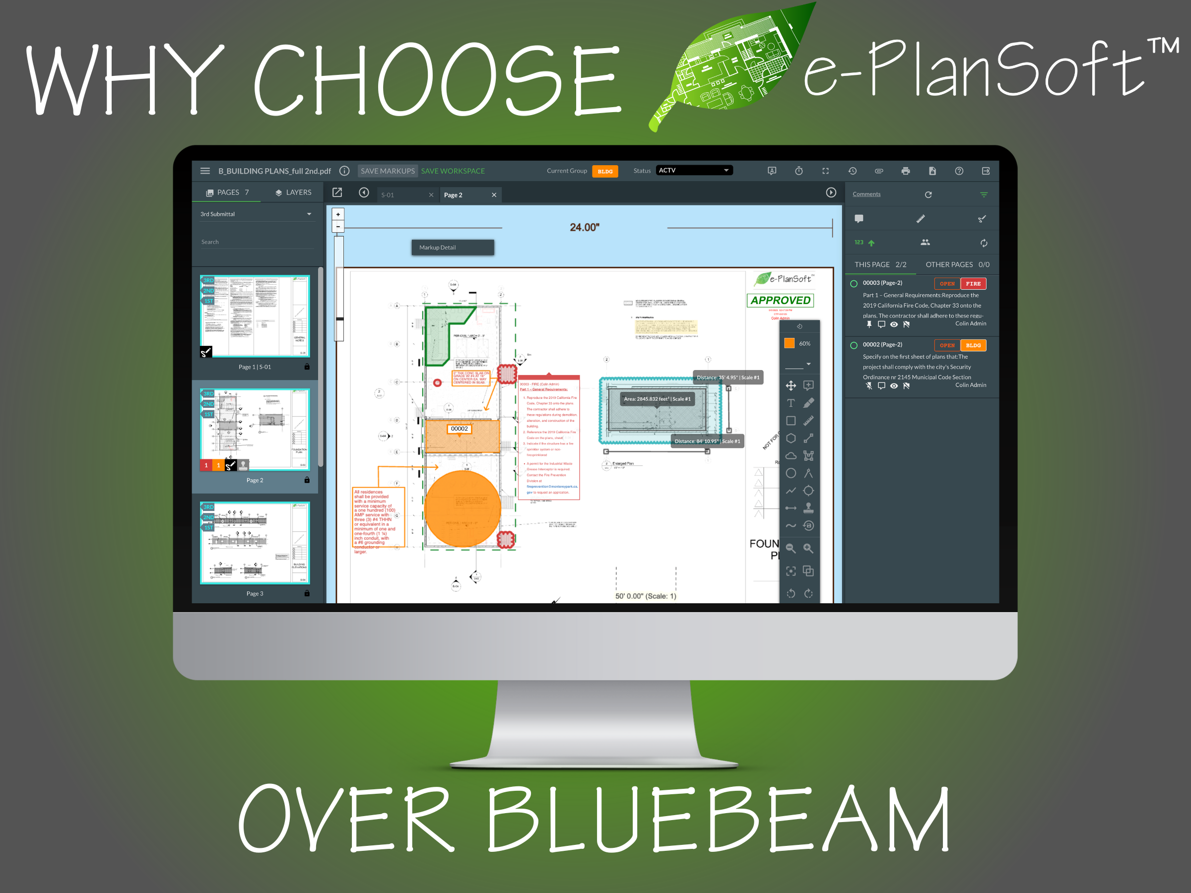 Why should you choose e-PlanSoft™ over Bluebeam for plan reviews?